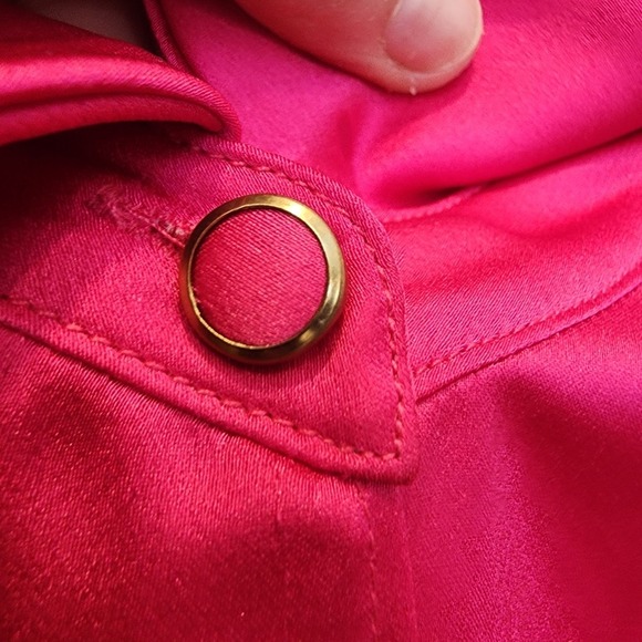 MILLY Karson Luxe Party Pink Fuschia Wrap Front Blouse Medium - Picture 7 of 10